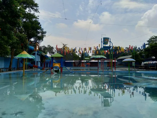 Kediri Melta Waterland East Java Indonesien Mars 2020 Stängning Pool — Stockfoto