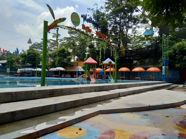 Kediri Melta Waterland Java Oriental Indonesia Marzo 2020 Cierre Piscina — Foto de Stock