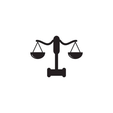 Ölçekli illüstrasyon kullanan Adalet Hukuku logo tasarımı