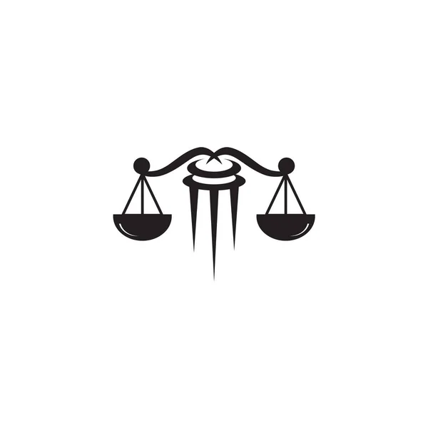 Diseño del logotipo del icono de la ley de justicia con ilustración a escala — Vector de stock