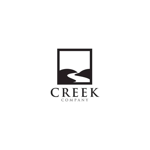 Creek y río icono logotipo diseño vector plantilla — Archivo Imágenes Vectoriales