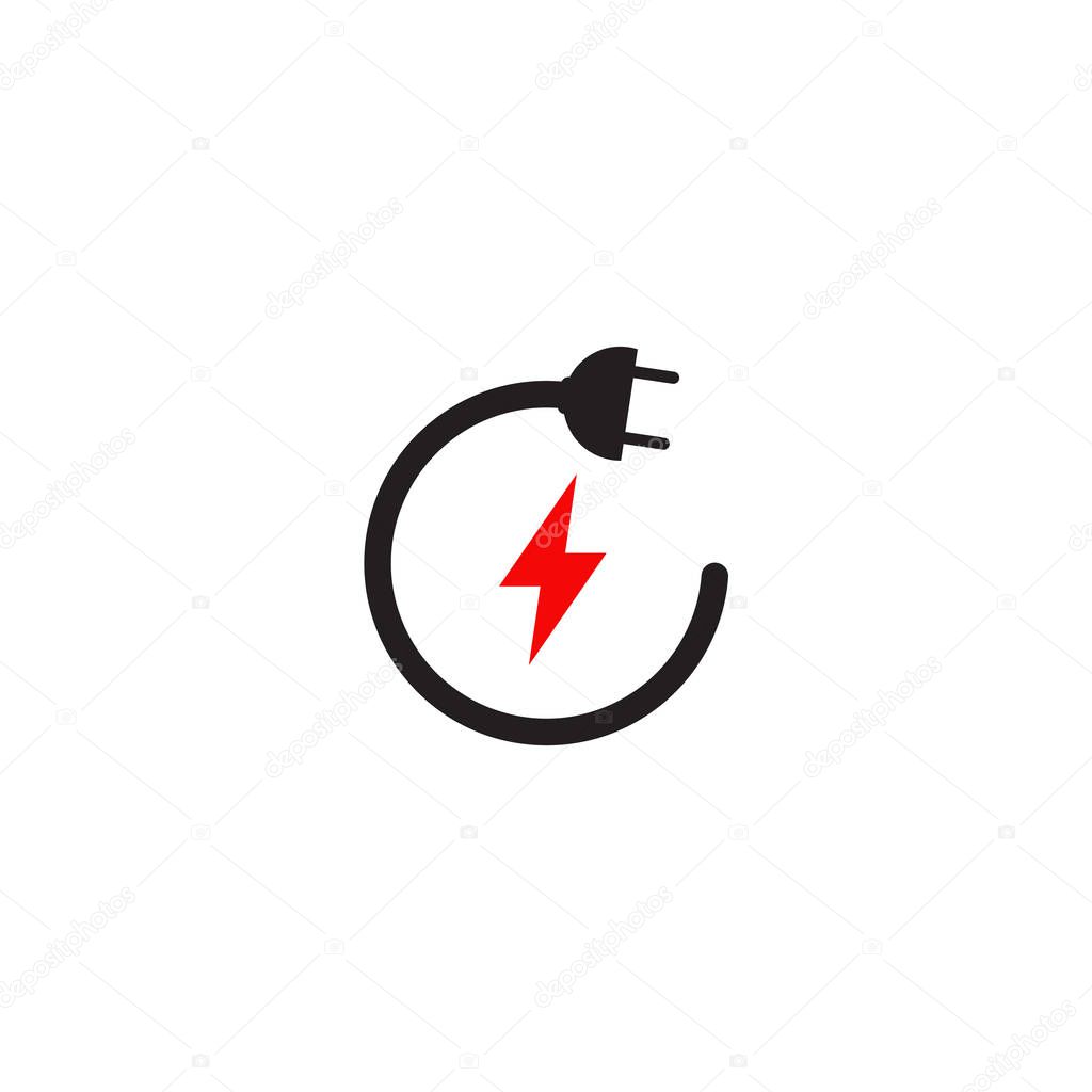 Electric cable plug in logo design template