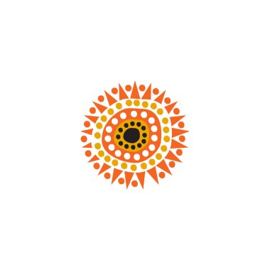 Aborjin sanat noktaları simge logo tasarımı şablonu boyuyor