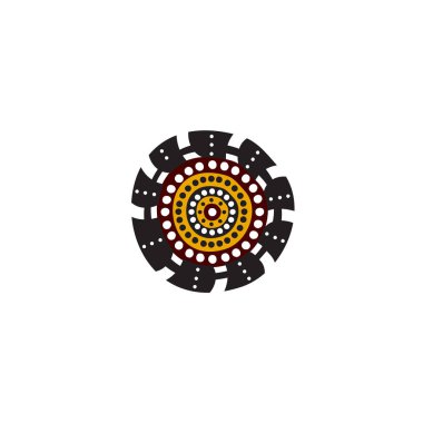 Aborjin sanat noktaları simge logo tasarımı şablonu boyuyor