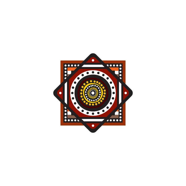 Aboriginal art dots schilderij pictogram logo ontwerp sjabloon — Stockvector