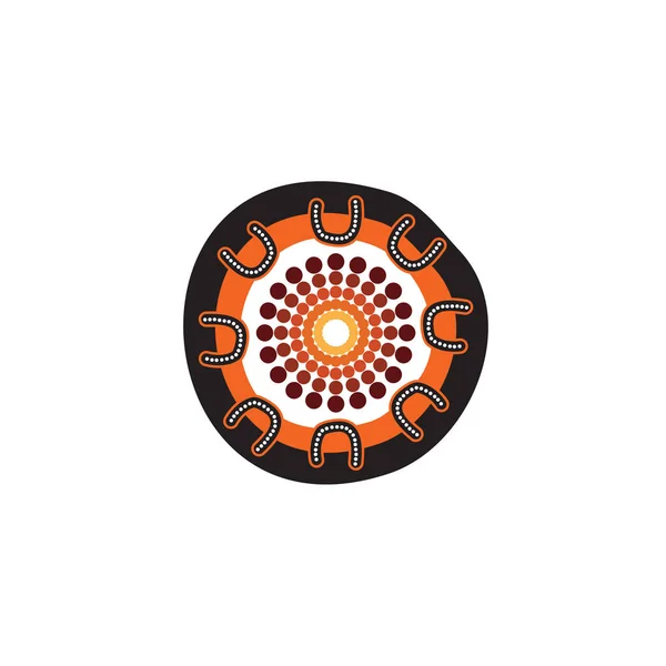 Titik-titik seni Aborigin menggambar templat desain ikon - Stok Vektor