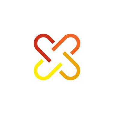 X harfi ilk logo tasarım vektör şablonu