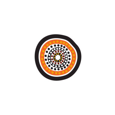 Aborjin sanat noktaları simge logo tasarımı şablonu boyuyor