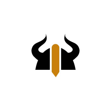 Viking miğferi simgesi logo tasarım şablonu