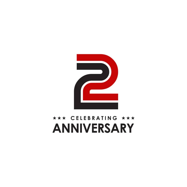 2º año celebrando aniversario emblema logo diseño — Vector de stock