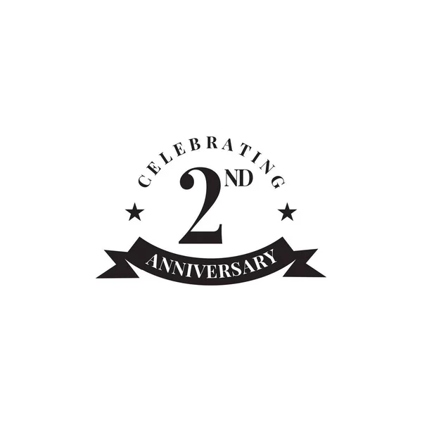 2º año celebrando aniversario emblema logo diseño — Vector de stock