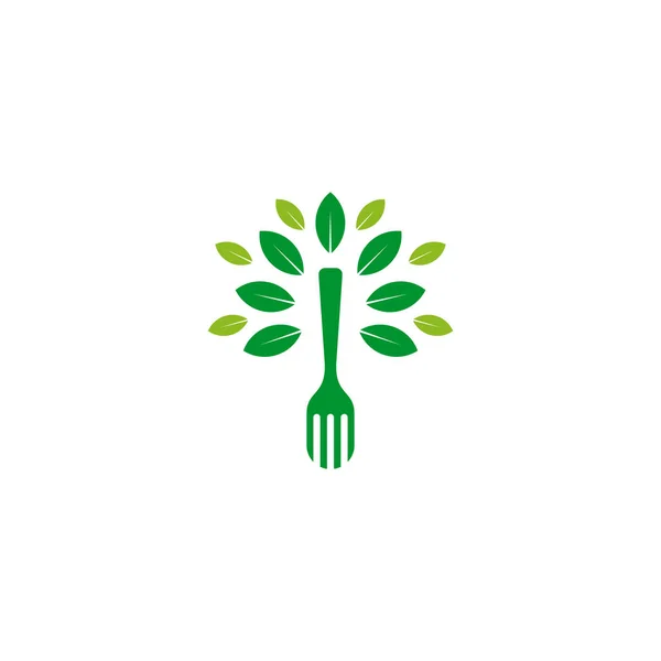 Food Logo Design mit Löffel und Gabel Symbolvorlage eingearbeitet — Stockvektor