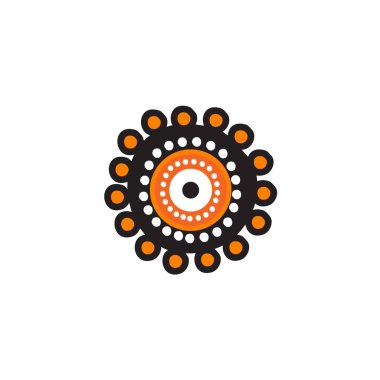 Aborjin sanat noktaları simge logo tasarımı şablonu boyuyor