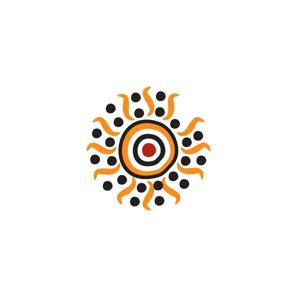 Aborígene arte pontos pintura ícone logotipo design modelo —  Vetores de Stock