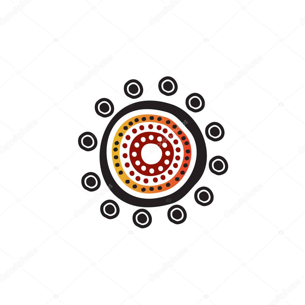 Aboriginal art dots painting icon logo design vector template