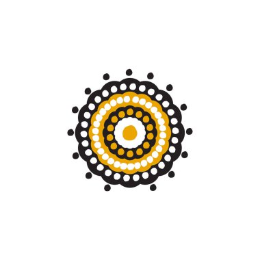 Aborjin sanat noktaları simge logo tasarımı şablonu boyuyor