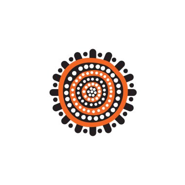 Aborjin sanat noktaları simge logo tasarımı şablonu boyuyor