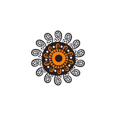 Aborjin sanat noktaları simge logo tasarımı şablonu boyuyor