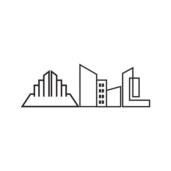 도시의 풍경 삽화 로고 디자인 벡터 템플릿 — 스톡 벡터