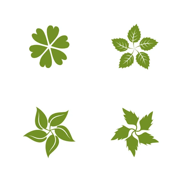 Folha verde ícone logotipo design vetor ilustração modelo — Vetor de Stock