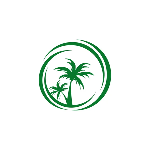 Modello vettoriale di disegno logo icona albero di cocco — Vettoriale Stock