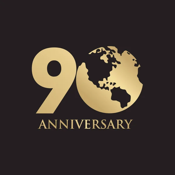 90-årsjubileum emblem logotyp design vektor mall — Stock vektor