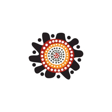 Aborjin sanat noktaları simge logosu tasarımı boyuyor