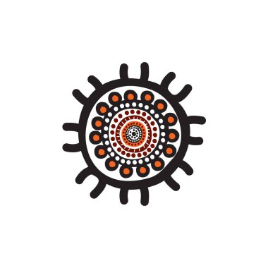 Aborjin sanat noktaları simge logosu tasarımı boyuyor