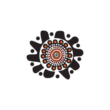 Aborjin sanat noktaları simge logosu tasarımı boyuyor