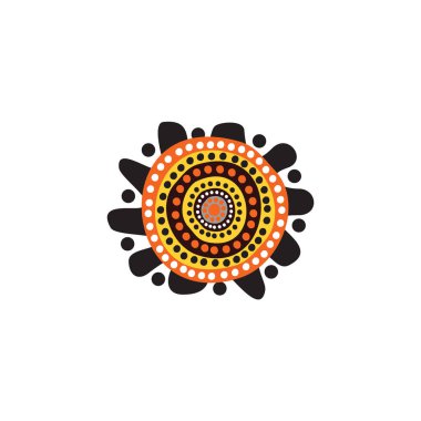 Aborjin sanat noktaları simge logosu tasarımı boyuyor