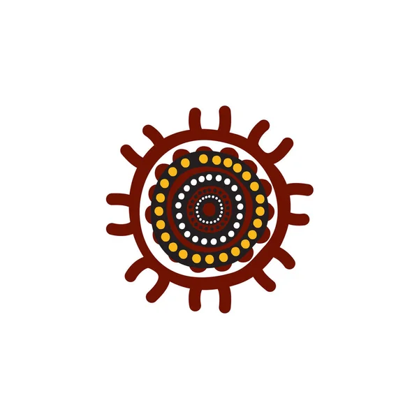 Diseño del logotipo del icono de la pintura de puntos de arte aborigen — Vector de stock