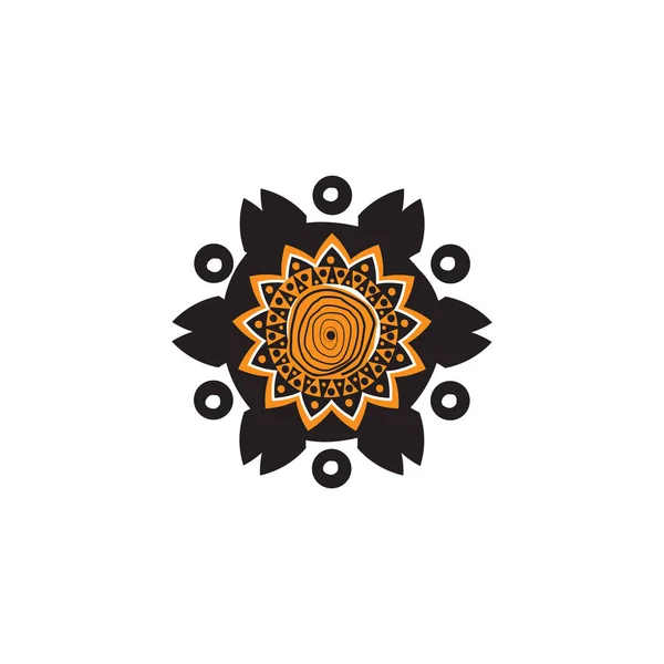 Diseño del logotipo del icono de la pintura de puntos de arte aborigen — Vector de stock