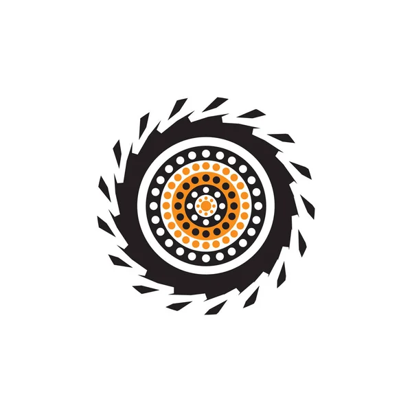 Diseño del logotipo del icono de la pintura de puntos de arte aborigen — Vector de stock