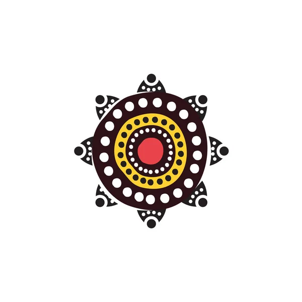 Diseño del logotipo del icono de la pintura de puntos de arte aborigen — Vector de stock