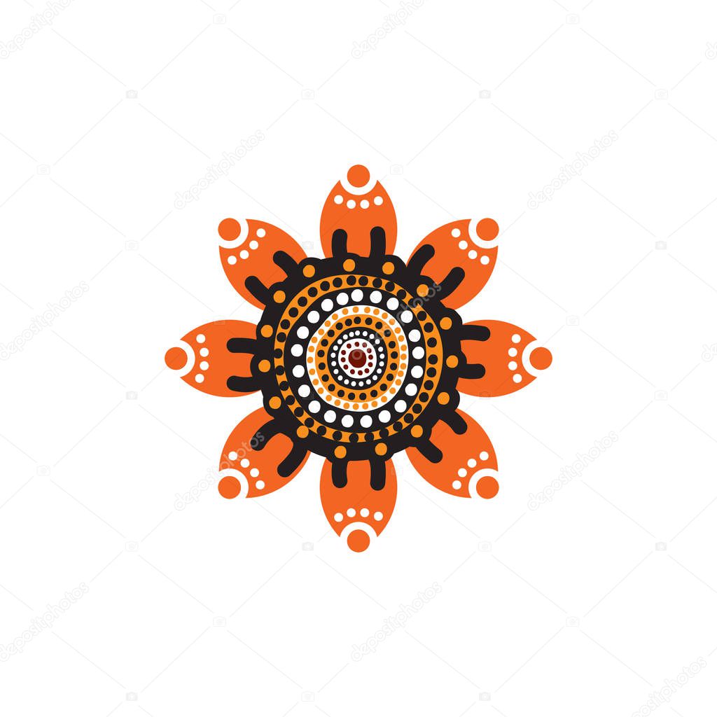 Aboriginal art dots painting icon logo design vector template
