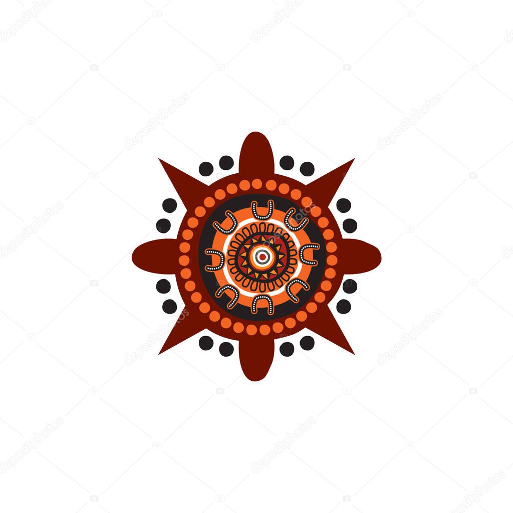 Aboriginal art dots painting icon logo design vector template