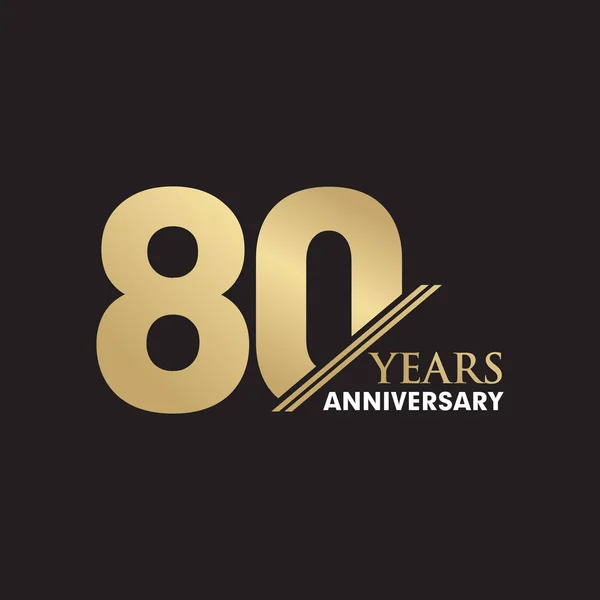 Modelo de vetor de design de logotipo de emblema de aniversário de 80 anos — Vetor de Stock