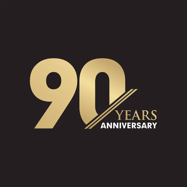90th ano aniversário emblema logotipo design vetor modelo — Vetor de Stock