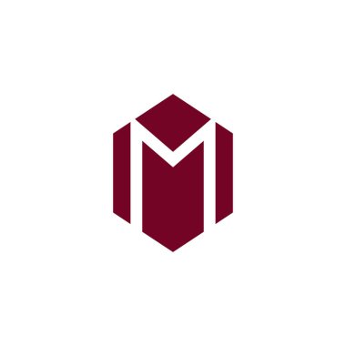 M harfi logosu ilk fikir vektör çizim şablonu