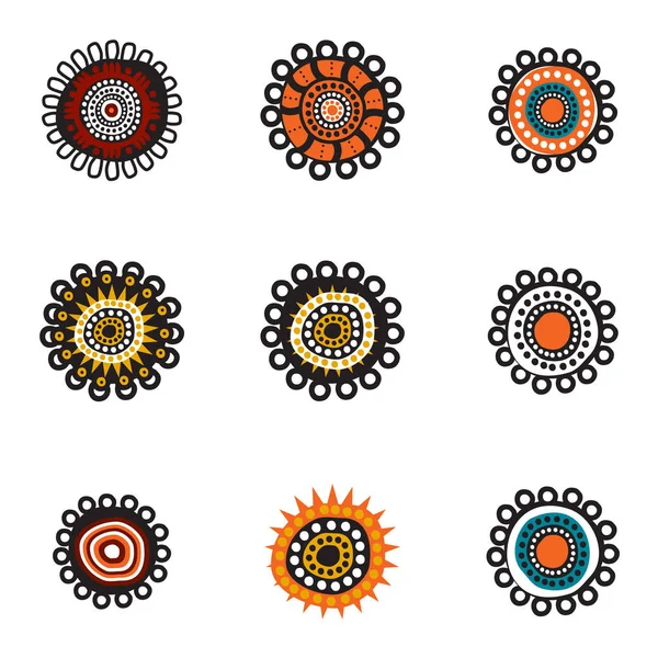 Arte aborigen puntos icono de la pintura logotipo diseño ilustración templ — Vector de stock