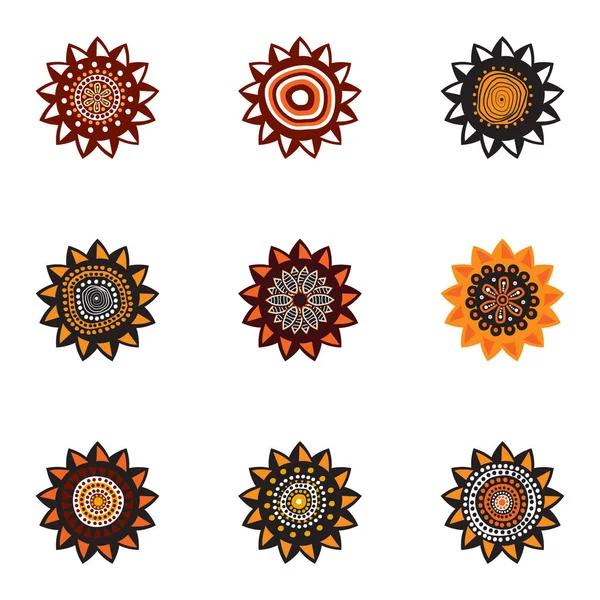 Aboriginal art dots painting icon logo design illustration templ — Stock Vector