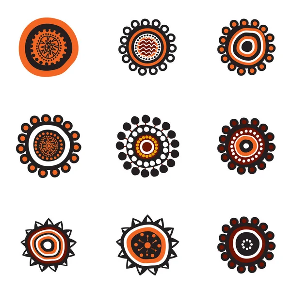 Aboriginal art pöttyök festmény ikon logó tervezés illusztráció templ — Stock Vector