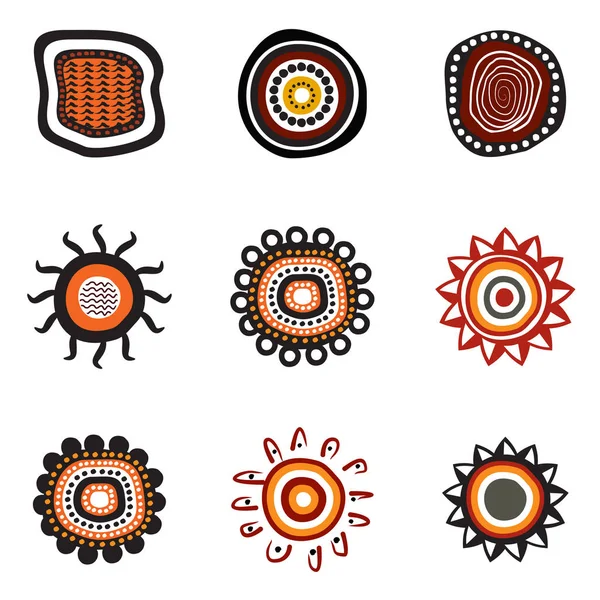 Aboriginal art dots painting icon logo design illustration templ — Stock Vector