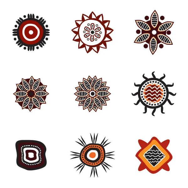 Arte aborigen puntos icono de la pintura logotipo diseño ilustración templ — Vector de stock