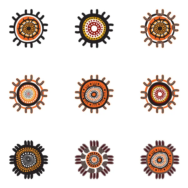 Aboriginal art dots painting icon logo design illustration templ — Stock Vector