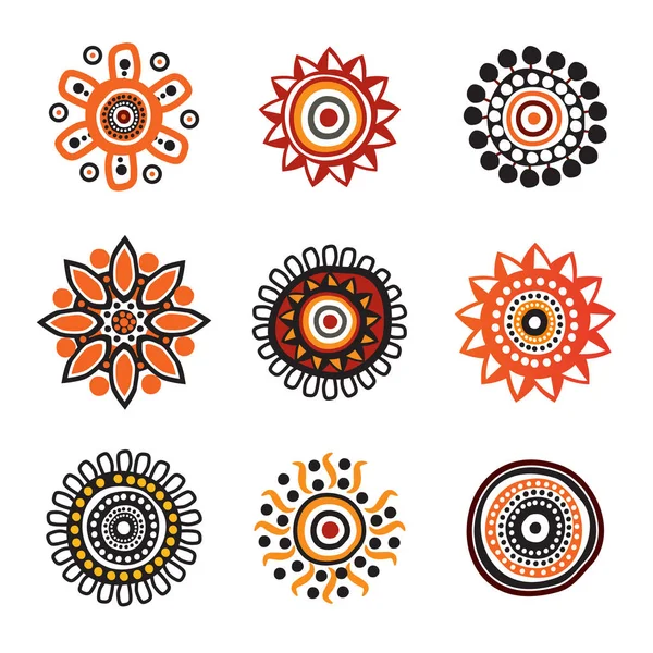 Aboriginal art dots painting icon logo design illustration templ — Stock Vector