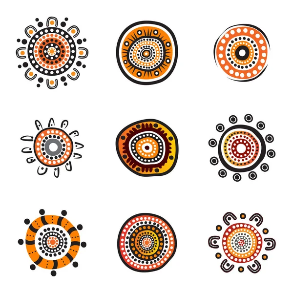 Arte aborigen puntos icono de la pintura logotipo diseño ilustración templ — Vector de stock