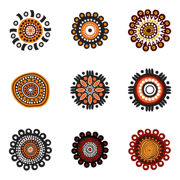 Pontos de arte aborígines pintura ícone logotipo design ilustração templ —  Vetores de Stock