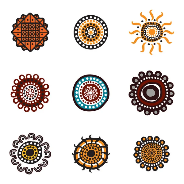 Arte aborigen puntos icono de la pintura logotipo diseño ilustración templ — Vector de stock