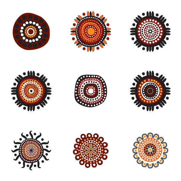 Arte aborigen puntos icono de la pintura logotipo diseño ilustración templ — Vector de stock